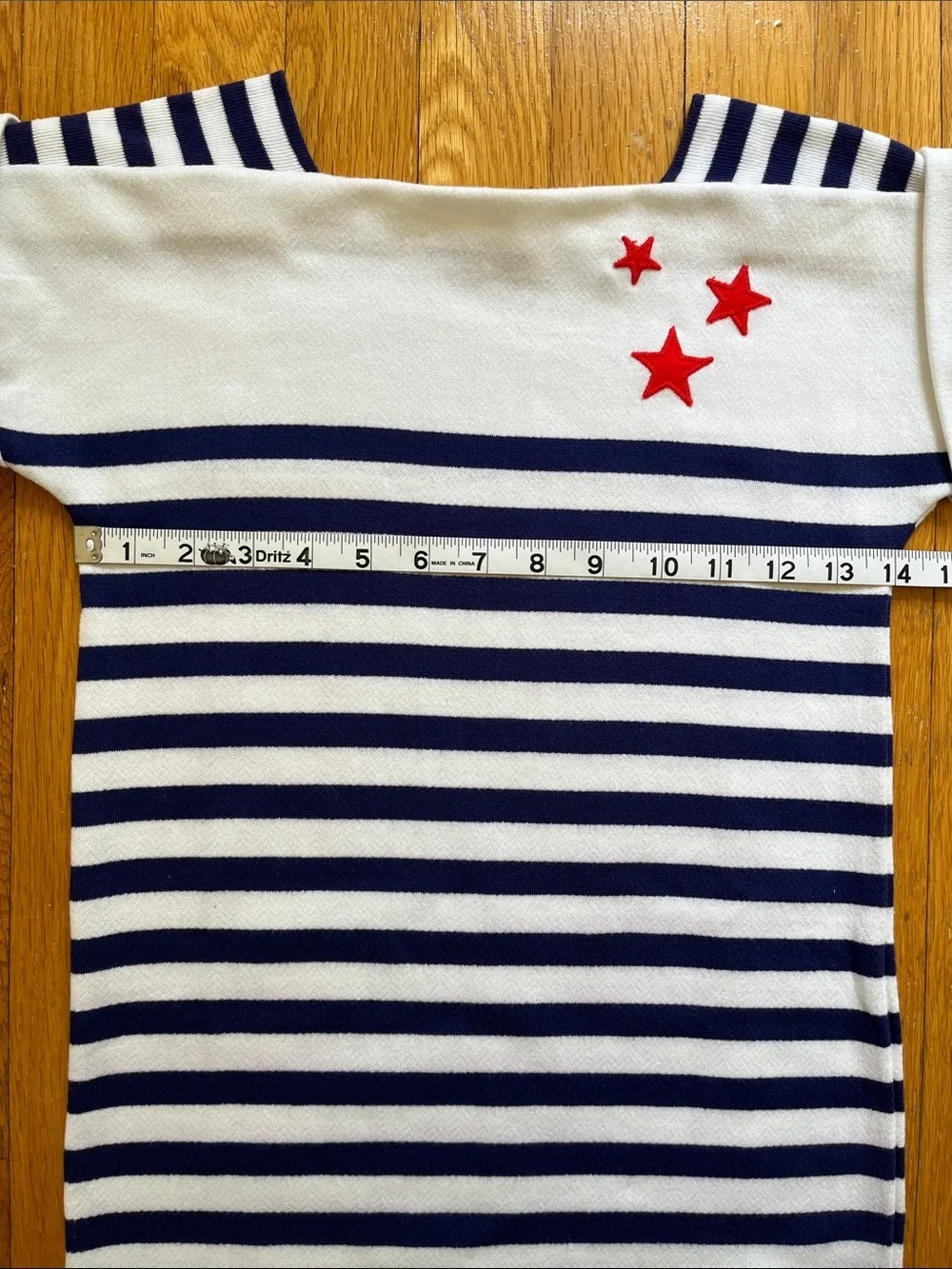 80s Vintage Girls Nautical Stars & Stripes Sun Dress Size 10 - 12